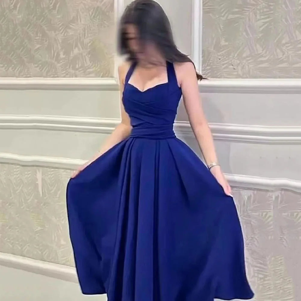 Royal Prom Dresses Customized A-LINE Pleats Atabic Dubai Evening Dresses Women Party Dresses Special Occasion Dresses Gala Gown