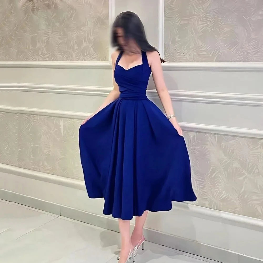 Royal Prom Dresses Customized A-LINE Pleats Atabic Dubai Evening Dresses Women Party Dresses Special Occasion Dresses Gala Gown