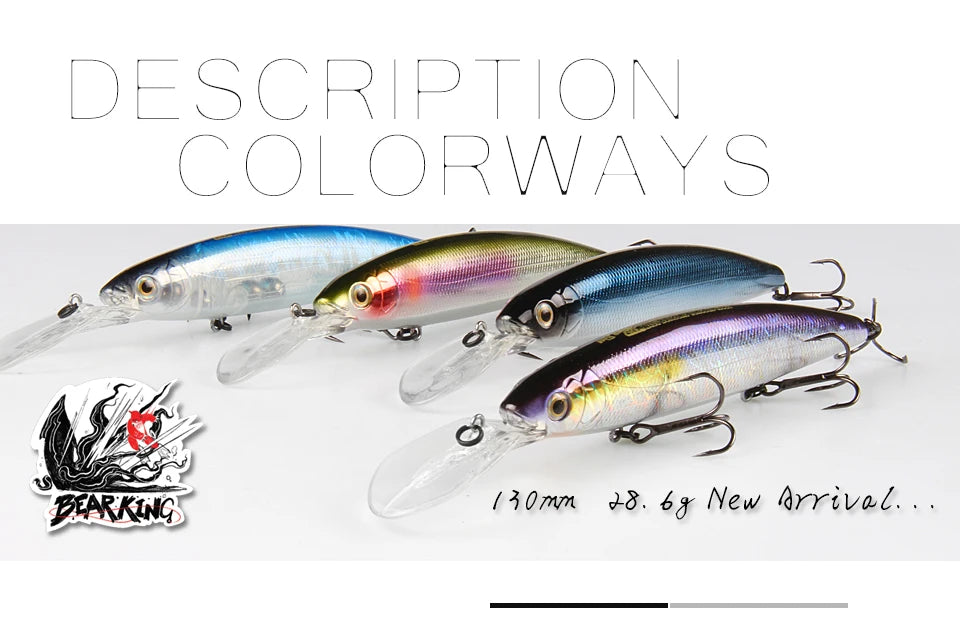 Bearking 130mm 28.6g professional quality fishing lures hard bait dive 2.5-3m quality wobblers minnow Artificial Bait Tackle