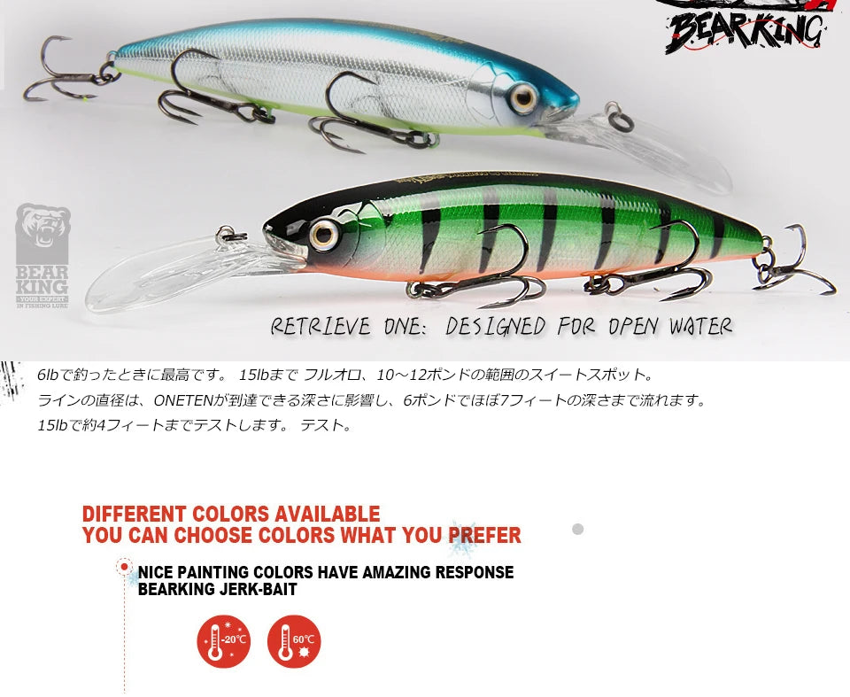Bearking 130mm 28.6g professional quality fishing lures hard bait dive 2.5-3m quality wobblers minnow Artificial Bait Tackle
