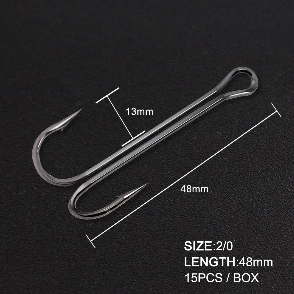 Hunthouse New Item Double Hook Long Fishing Equipment  Long Double Hook Top Quality Fishing Killer High Carbon Steel Duple Hook