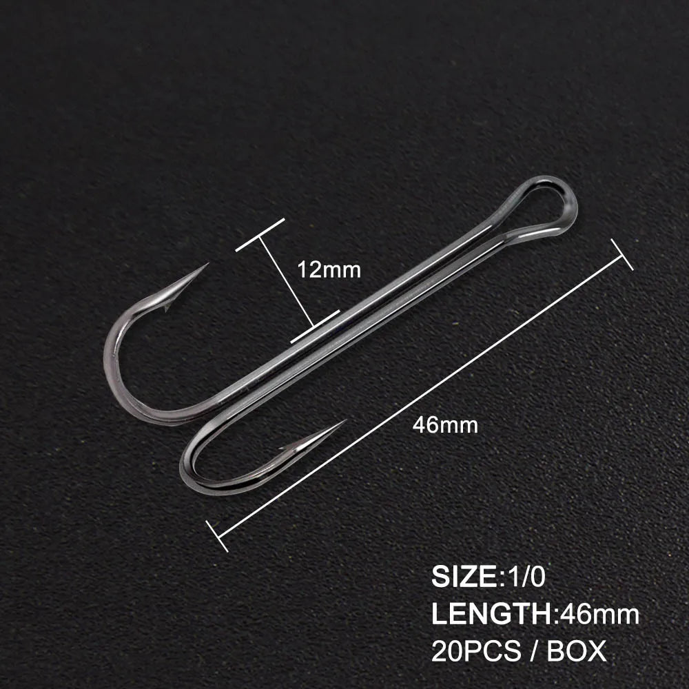 Hunthouse New Item Double Hook Long Fishing Equipment  Long Double Hook Top Quality Fishing Killer High Carbon Steel Duple Hook