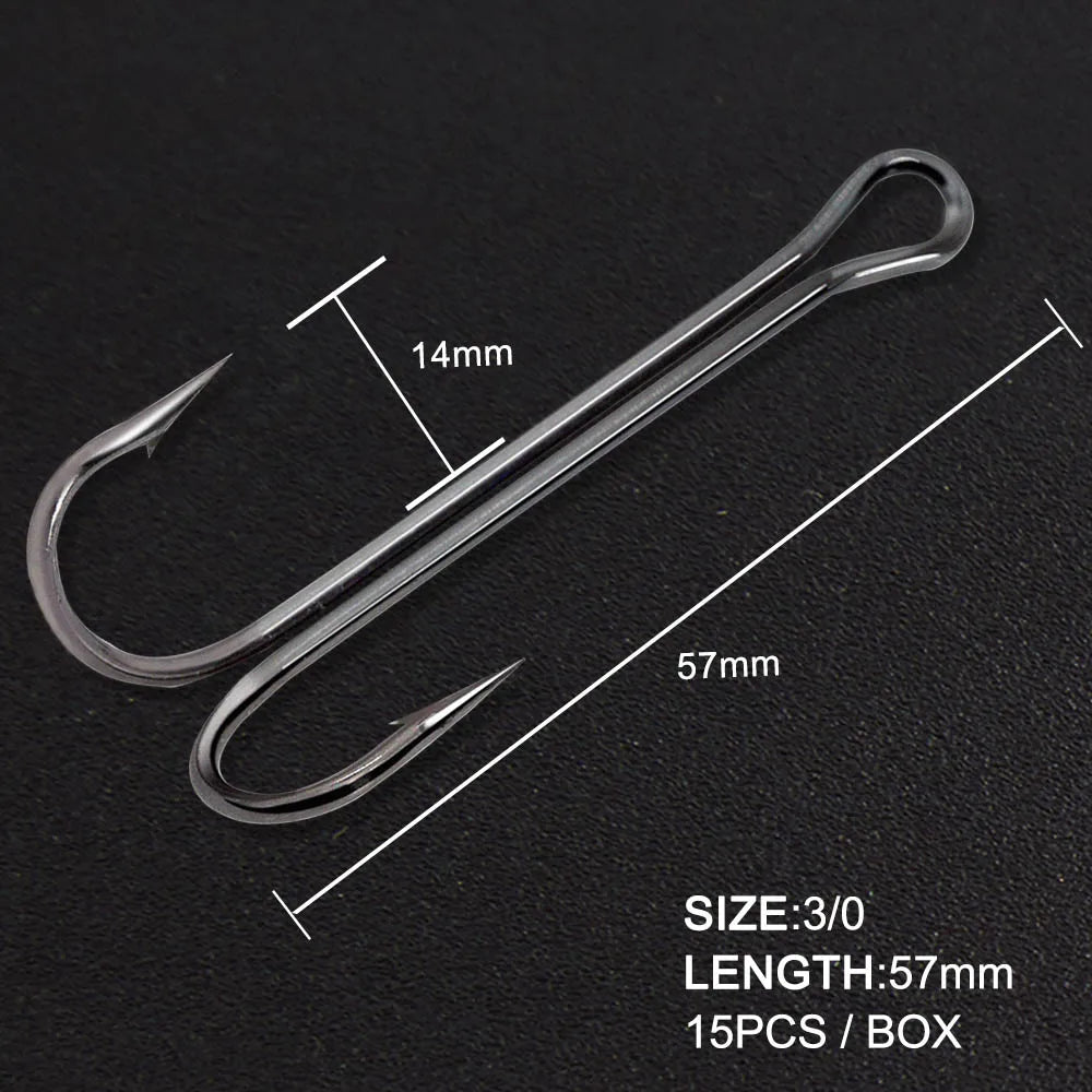 Hunthouse New Item Double Hook Long Fishing Equipment  Long Double Hook Top Quality Fishing Killer High Carbon Steel Duple Hook