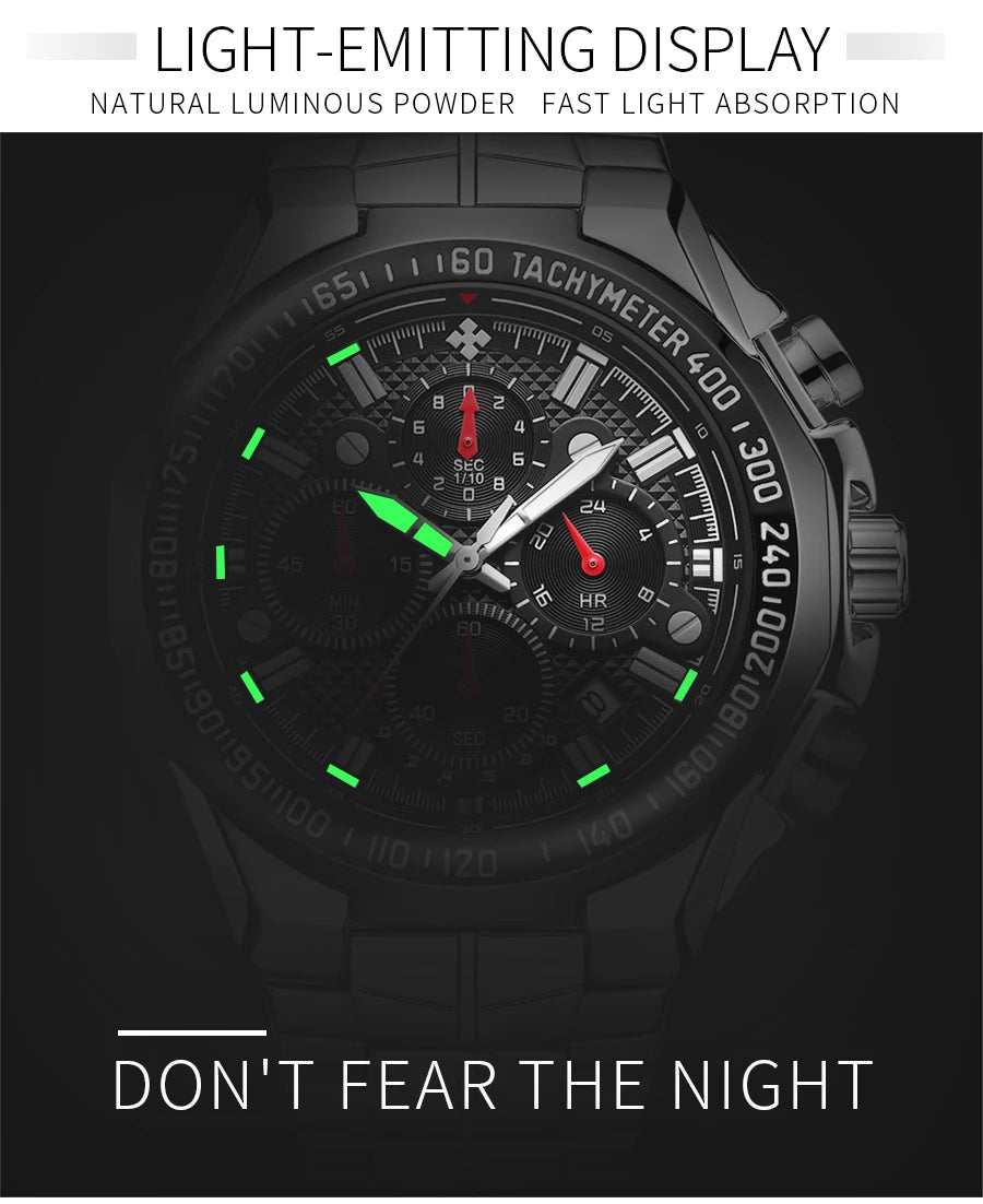 Sports Watches For Men Fashion Quartz Men Big Clock WWOOR Top Brand Luxury Military Full Steel Waterproof Chronograph Wristwatch