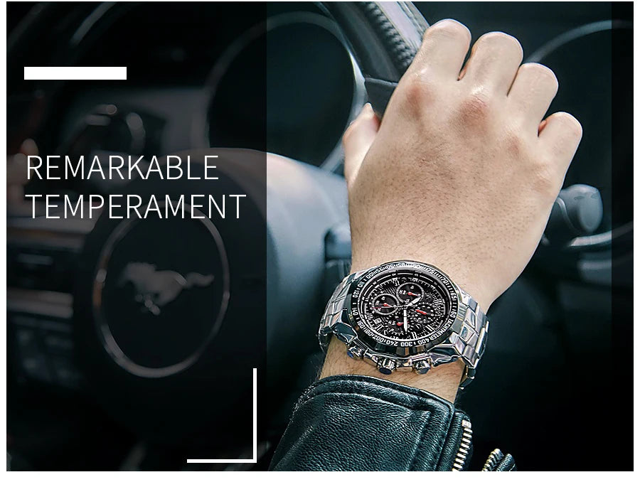 Sports Watches For Men Fashion Quartz Men Big Clock WWOOR Top Brand Luxury Military Full Steel Waterproof Chronograph Wristwatch