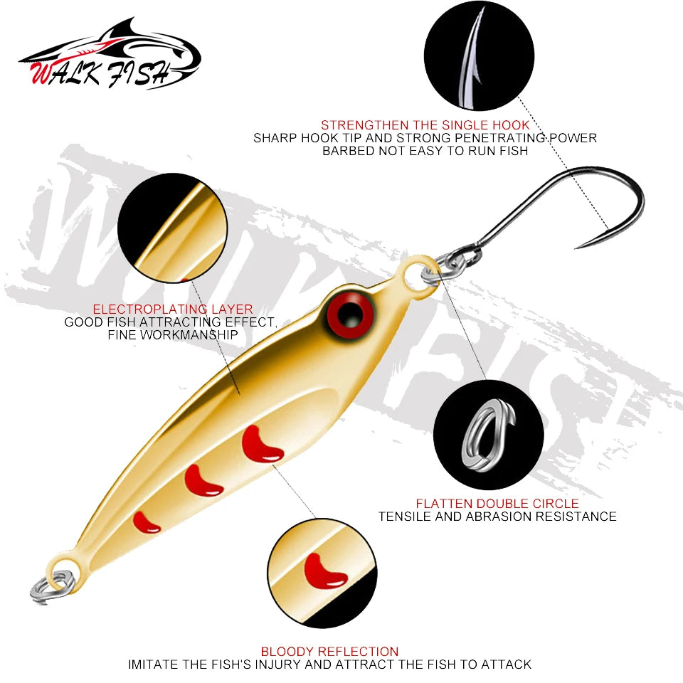 WALK FISH 3g 5g Metal Spoon Sequins Fishing Lure Winter Ice Jigging Crankbait Sinking Artifical Bait With Single Hook For Bass