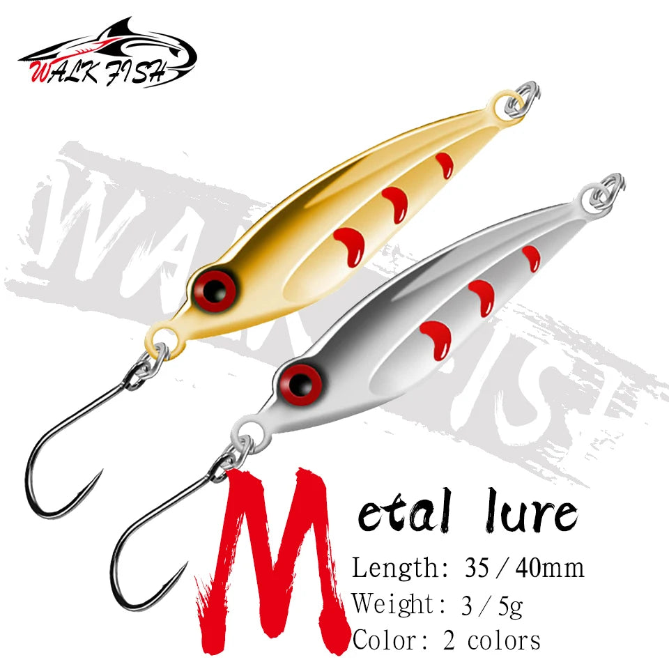WALK FISH 3g 5g Metal Spoon Sequins Fishing Lure Winter Ice Jigging Crankbait Sinking Artifical Bait With Single Hook For Bass