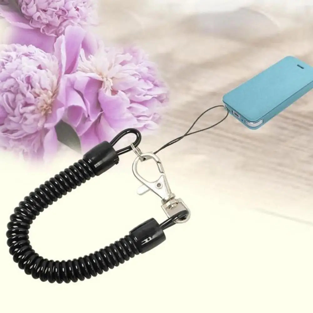 Tactical Retractable Spring Elastic Rope Security Gear Tool Hiking Camping Anti-lost Phone Keychain Fishing Lanyards Keychain