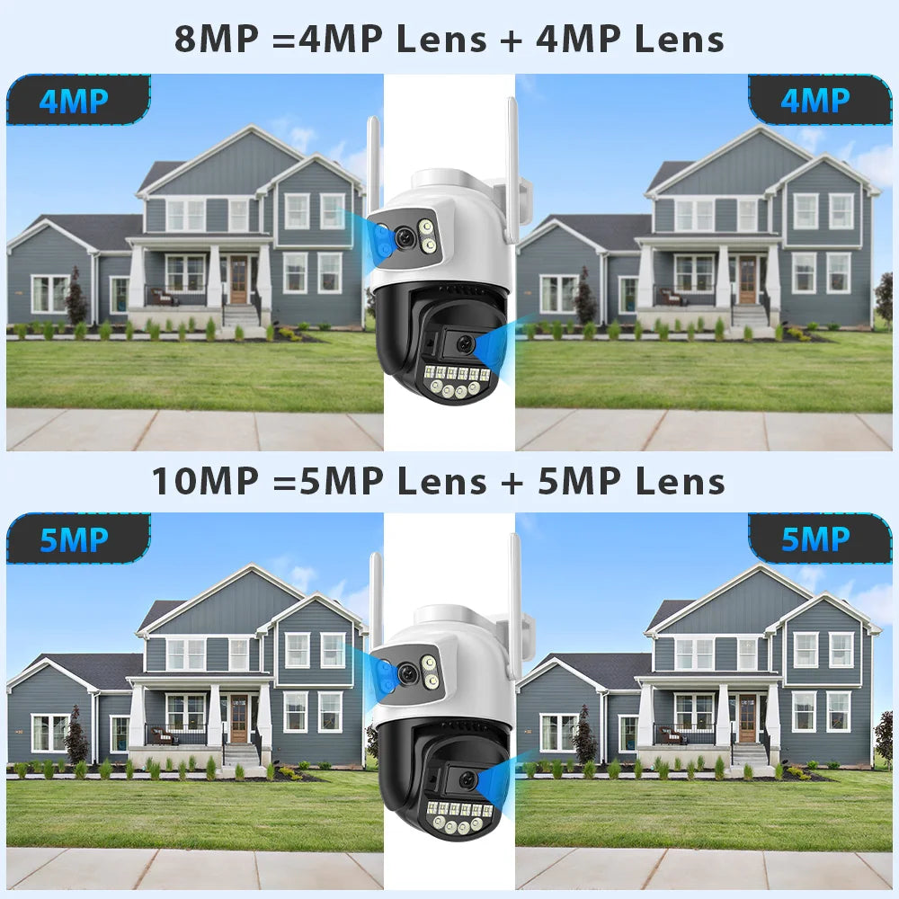 10MP 5K 4X Zoom Dual Lens Wifi Camera Waterproof IP66 HD 8MP Color IR Night Vision Auto Tracking Cloud Wifi Surveillance Cameras
