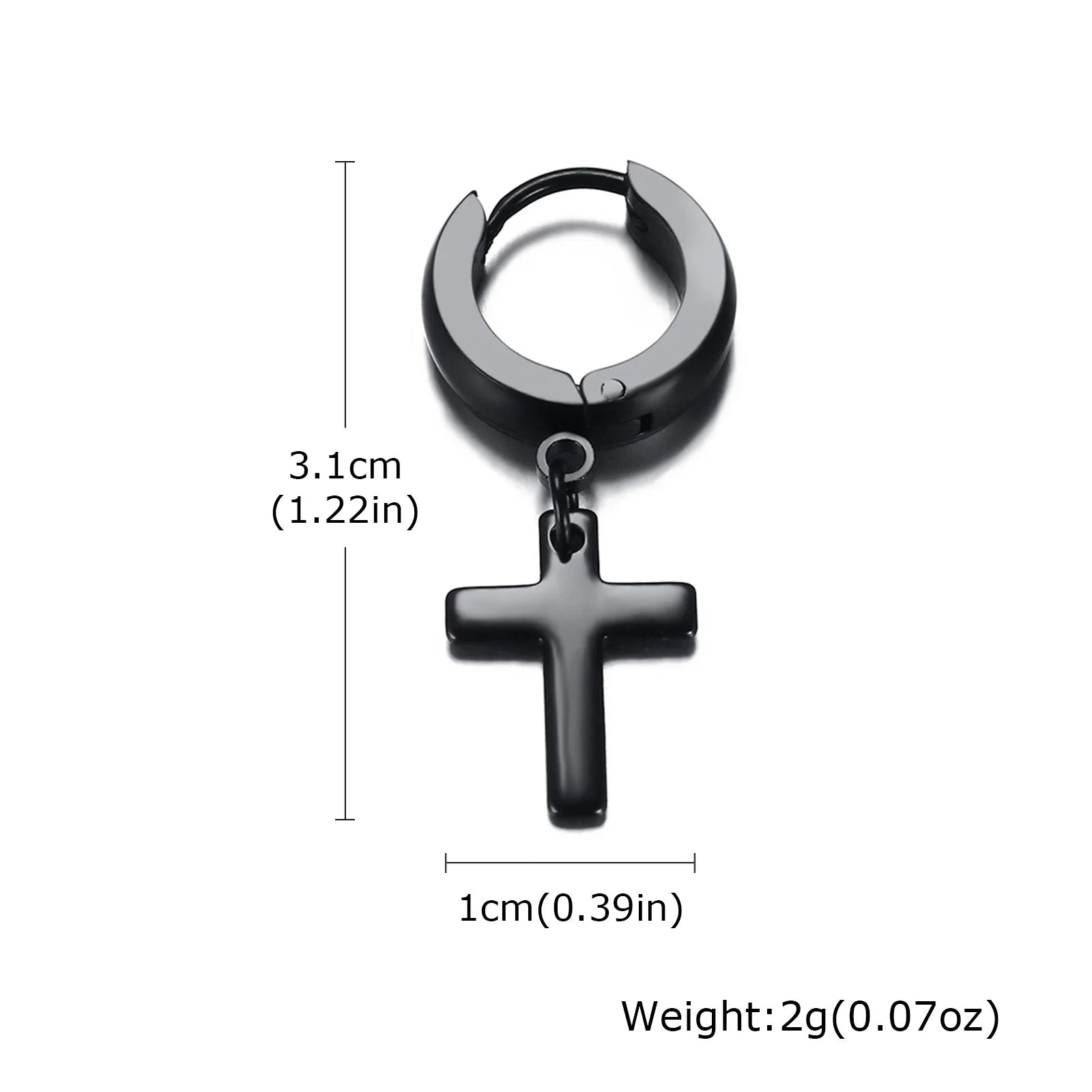 Vnox Single Stainless Steel Men Cross Punk Dangle Earrings High-end Fashion Hoop Earrings For Boys Ear Jewelry Friendship Gifts