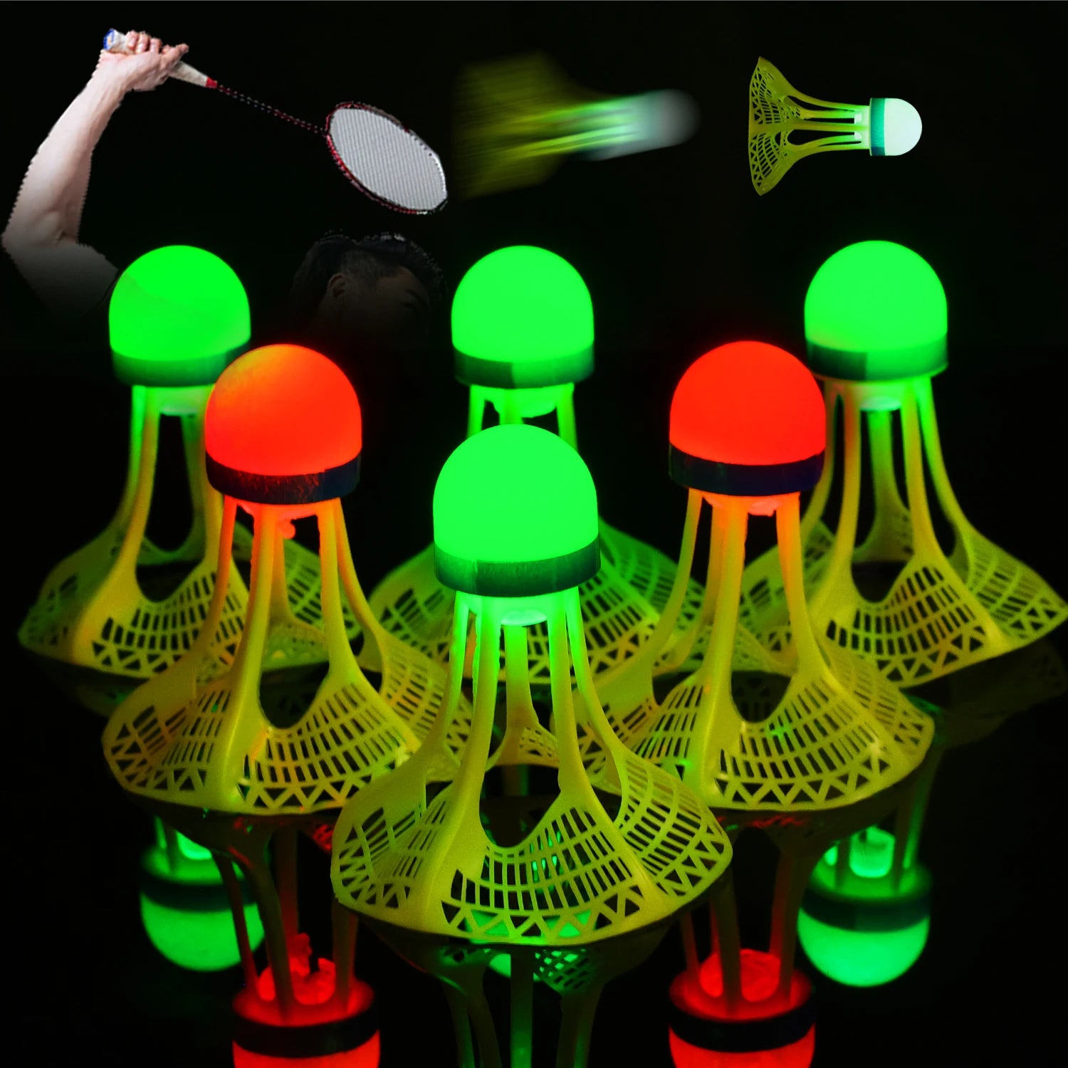8/1PCS Windproof Light-up Badminton Durable Yellow Nylon Shuttlecocks Badminton Indoor Outdoor Sports Badminton Training Balls
