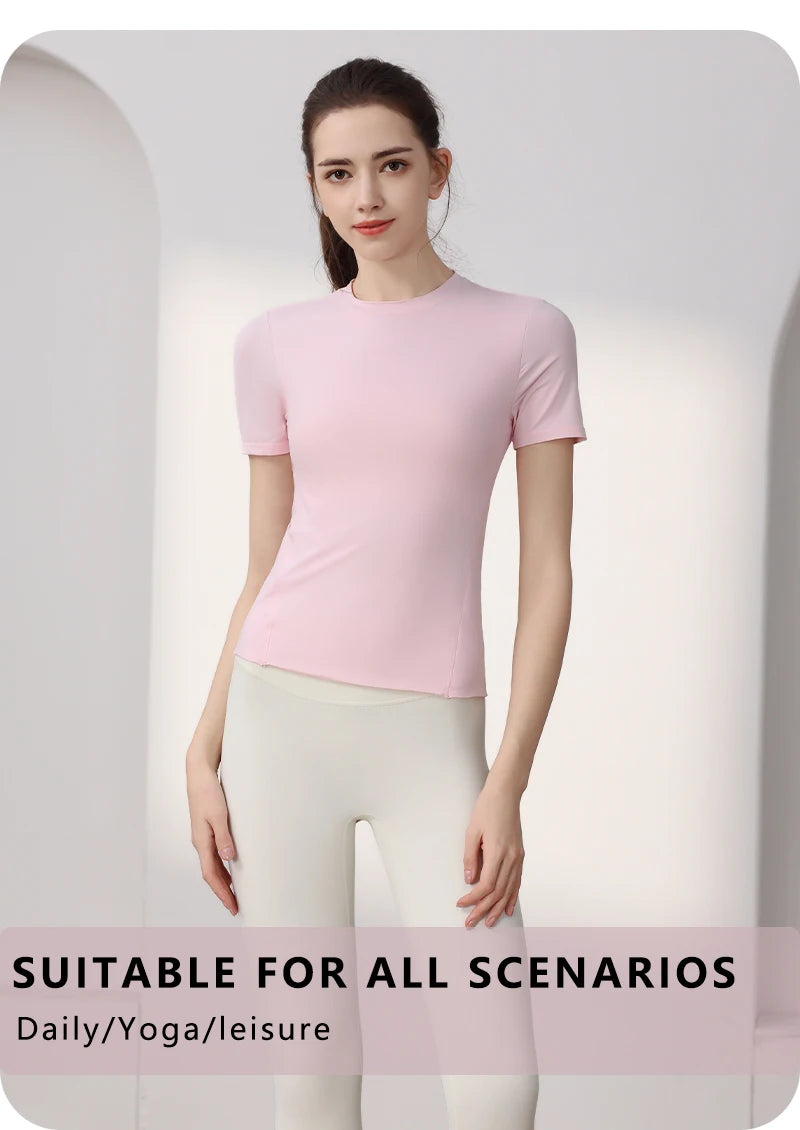 Woman 2025 Top Yoga Clothes Workout Pilates Shirts Fitness Sportswear Gym Running Sports Tight T-shirt Short Sleeve Fitness Tops