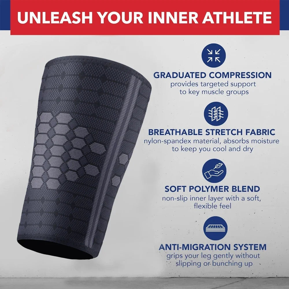 1Pair Thigh Hamstring Compression Sleeve for Quad Pain Relief & Recovery, Thigh Support Protector Muscle Strain for Women Men