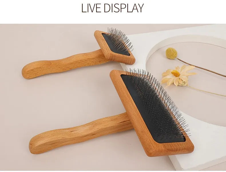 Dog Comb Solid Wood Dogs Brush Pet Hair Remover Bamboo Dog Grooming Brush Massage Cat Brushes Hair Knot Cleaning Combs for Pet