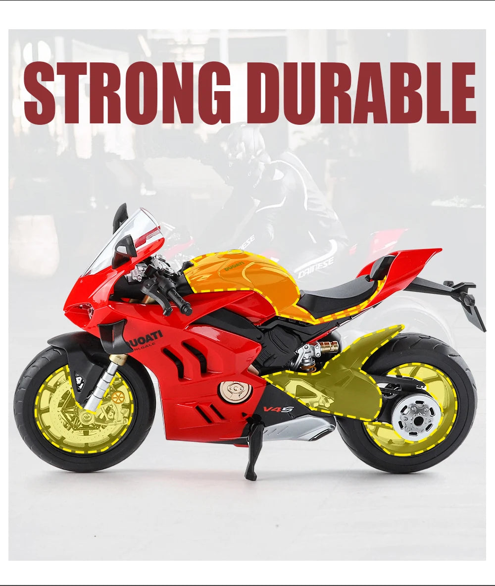 Large Size 1/9 Ducatis Panigale V4S Alloy Racing Motorcycle Simulation Diecast Metal Street Motorcycle Model With Light Kid Gift