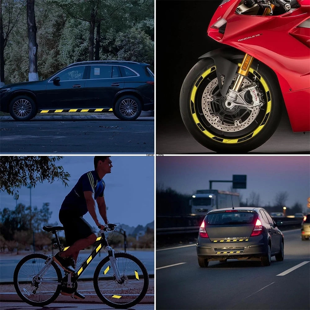 5cm/10cm/15cm/20cm*5m Reflective Tape Yellow-Black Left Or Right Twill Waterproof Safety Warning Self-adhesive Reflector Sticker