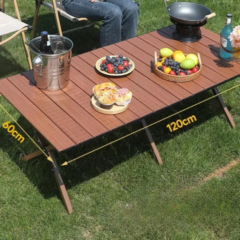 Outdoor Picnic Desk Lightweight Aluminum Table Sturdy Foldable Portable Folding Camping Table Garden Lawn Party Use Furniture