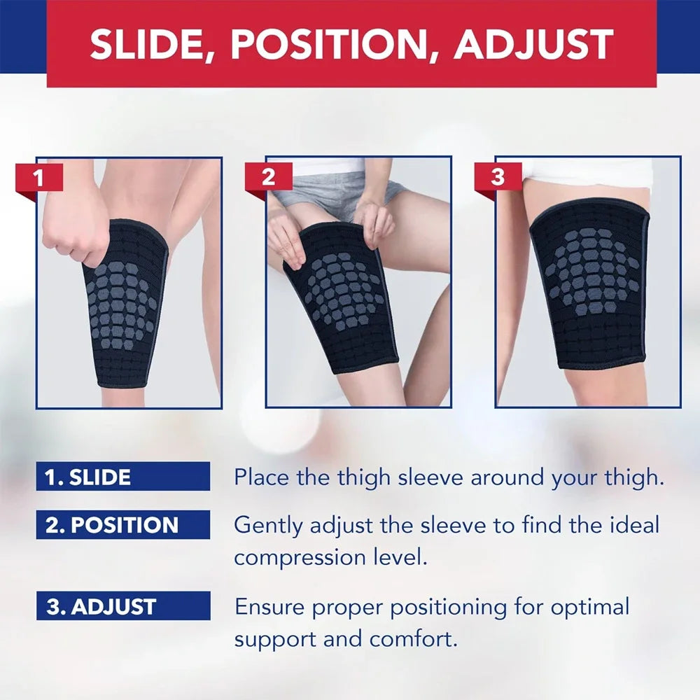 1Pair Thigh Hamstring Compression Sleeve for Quad Pain Relief & Recovery, Thigh Support Protector Muscle Strain for Women Men