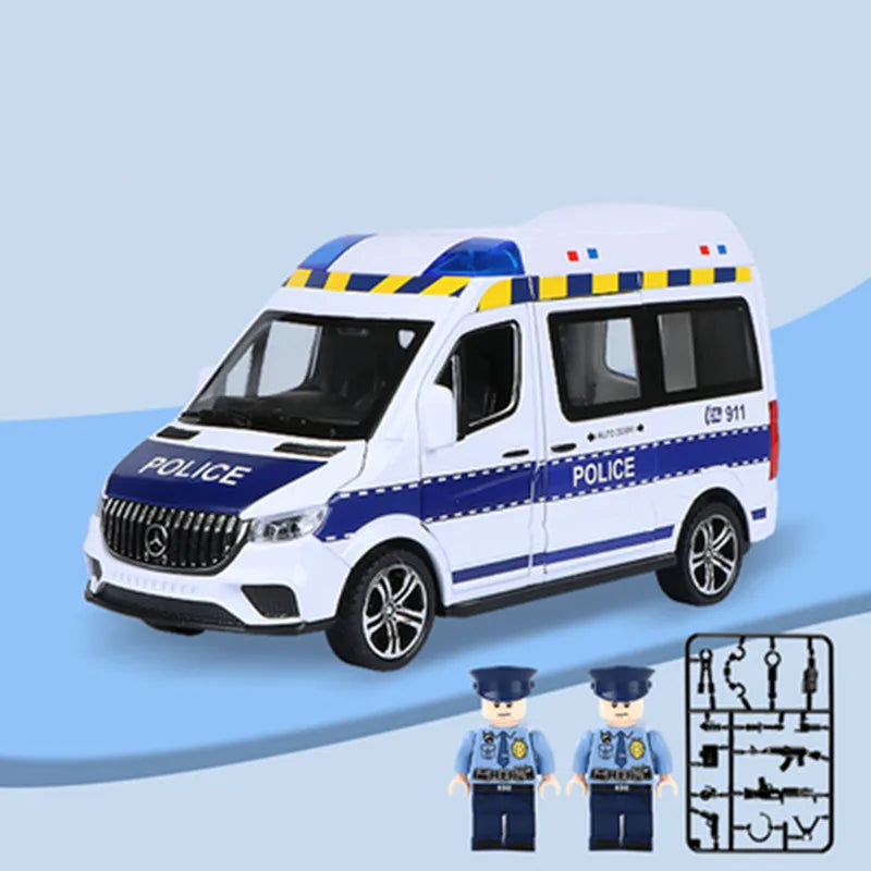 1:24 Ambulance Car Toys Alloy Car Model Diecast Metal Police Ambulance Sound Light Simulation Collectible Model Car Kids Gifts