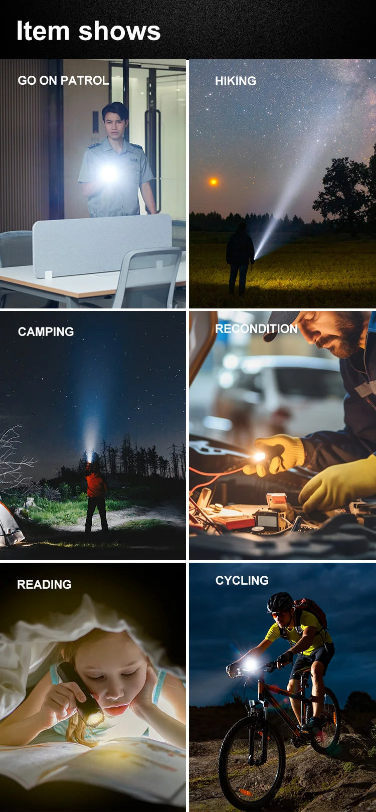Portable LED Flashlight Strong Light Focusing Flashlight 18650 USB Rechargeable Outdoor Home Strong Light Searchlight Waterproof