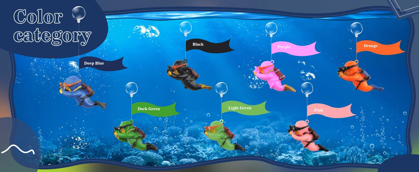 Fish Tank Decoration Creative Floating Diver Ornaments Set Blue Guy Figurines for Underwater Scenery Bottom Aquarium Decor