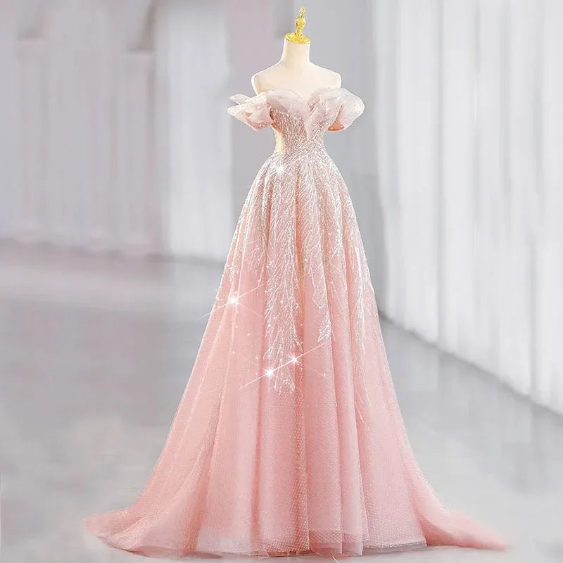Women Evening Dress Evening Dress Stylish Wedding Dresses Pink Beads Elegant Womens Party Dresses for Formal Occasions Prom