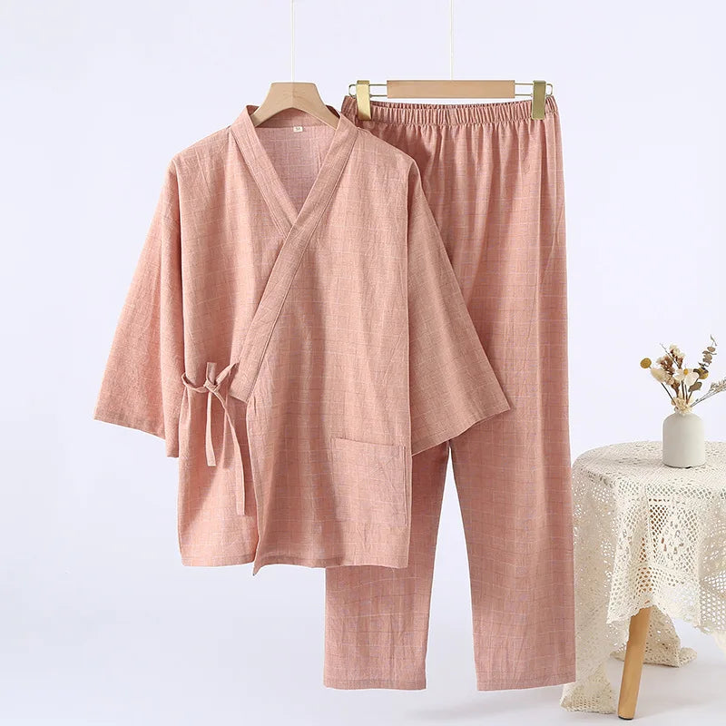 Women's Home Clothes Cotton Spring and Autumn Long Sleeved Long Pants Home Clothes Cardigan Simple Two-piece Pyjamas Set