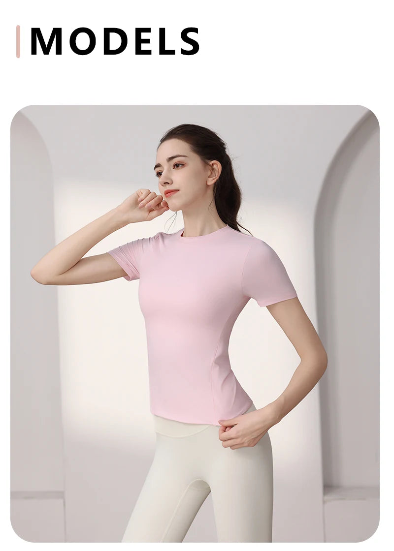 Woman 2025 Top Yoga Clothes Workout Pilates Shirts Fitness Sportswear Gym Running Sports Tight T-shirt Short Sleeve Fitness Tops