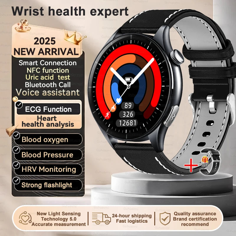 Sapphire 2025New Health managed Smart Watch Health measure Blood Fat Uric Acid Call ECG+PPG blood pressure Health Smartwatch IOS