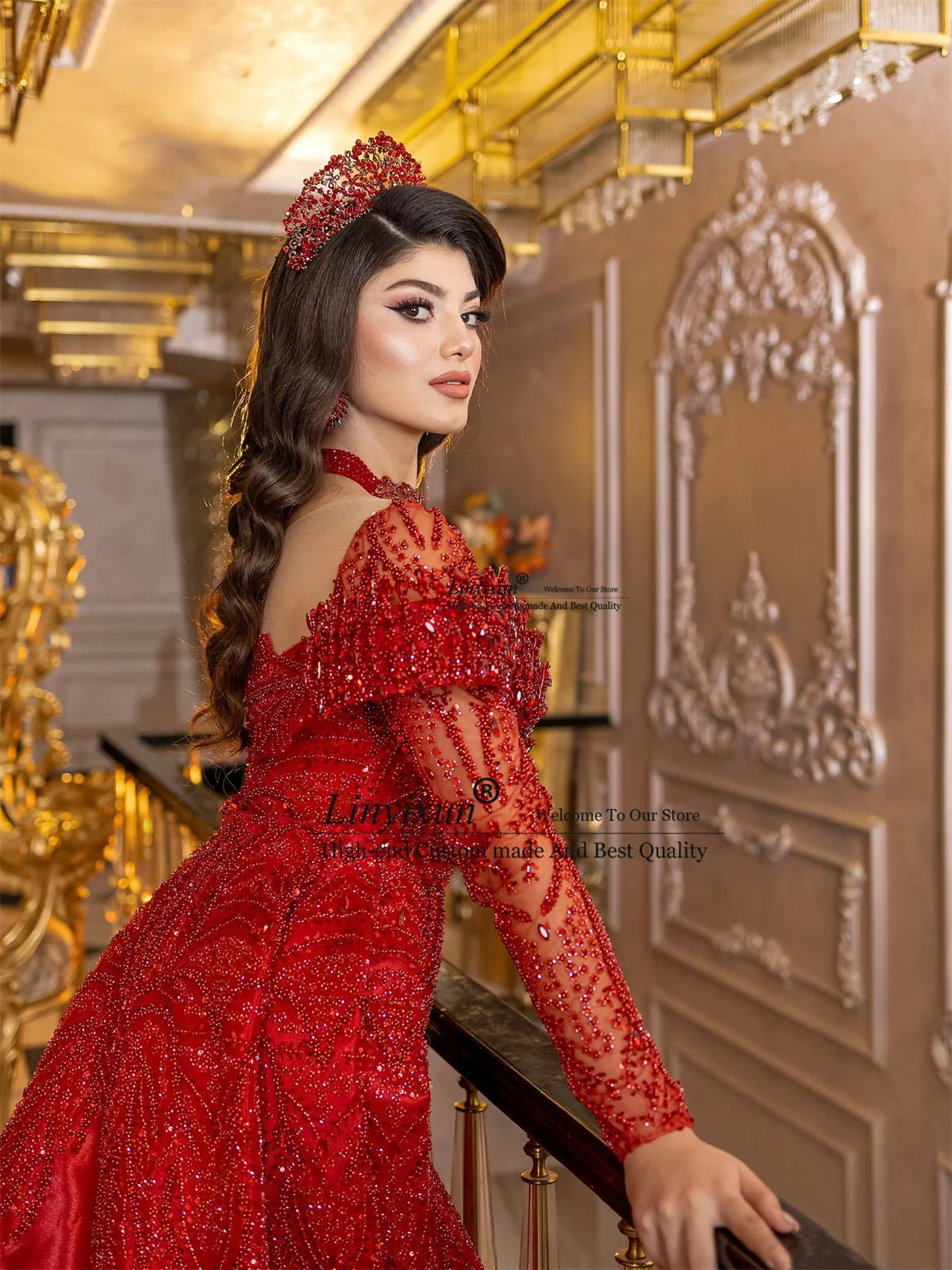 Dubai Mermaid Prom Dresses Glitter Sequin Diamond Evening Gown Customized Aso Ebi Off Shoulder Wedding Party فساتين سهر