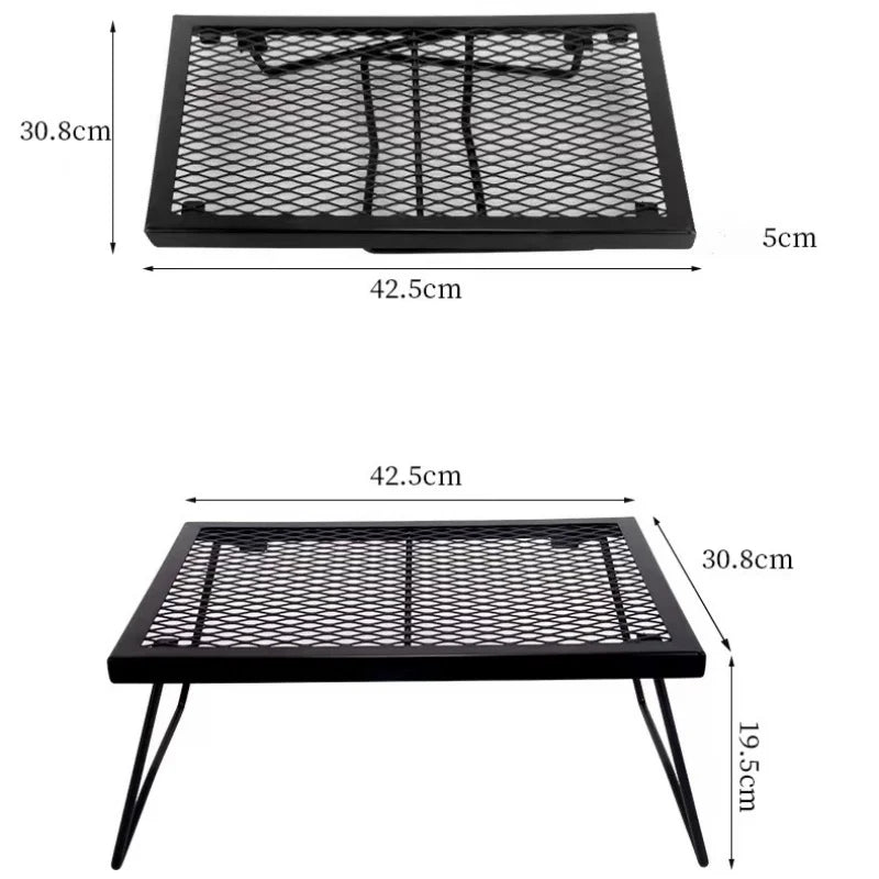 Outdoor Grid Folding Table Multifunctional Camping Table Mini Tent Desk Picnic Table Cooking Heating Rack High-temperature