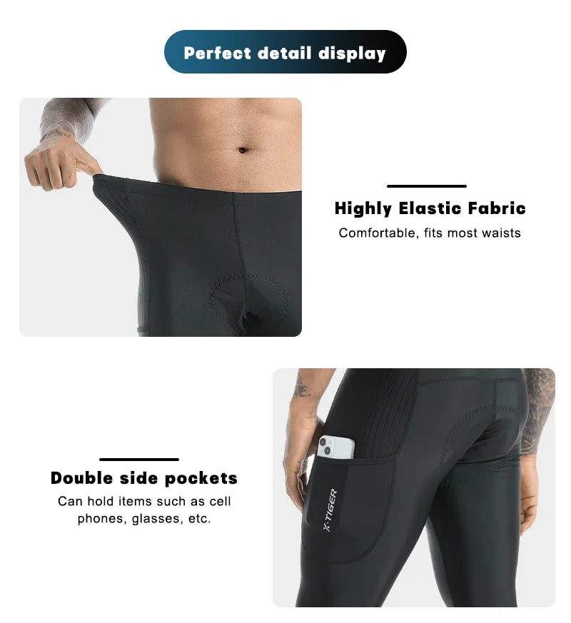 X-TIGER Winter Bike Pants 5D Gel Padded Cycling Tights Leggings Men's Outdoor Riding Mountain Road Bicycle Long Trousers