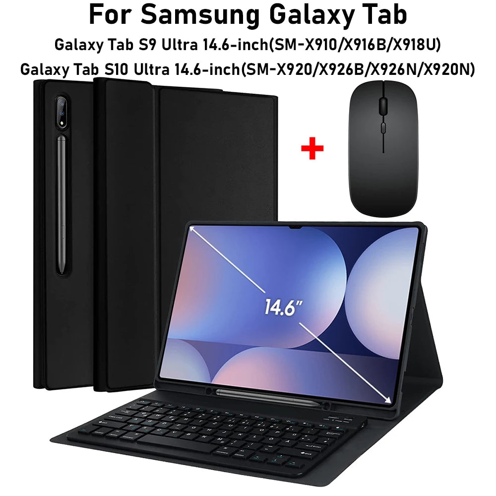 For Samsung Galaxy Tab S10 Ultra 14.6-inch Case SM-X920/X926B/X926N/X920N, Keyboard Case for Tab S9 Ultra SM-X910/X916B/X918U