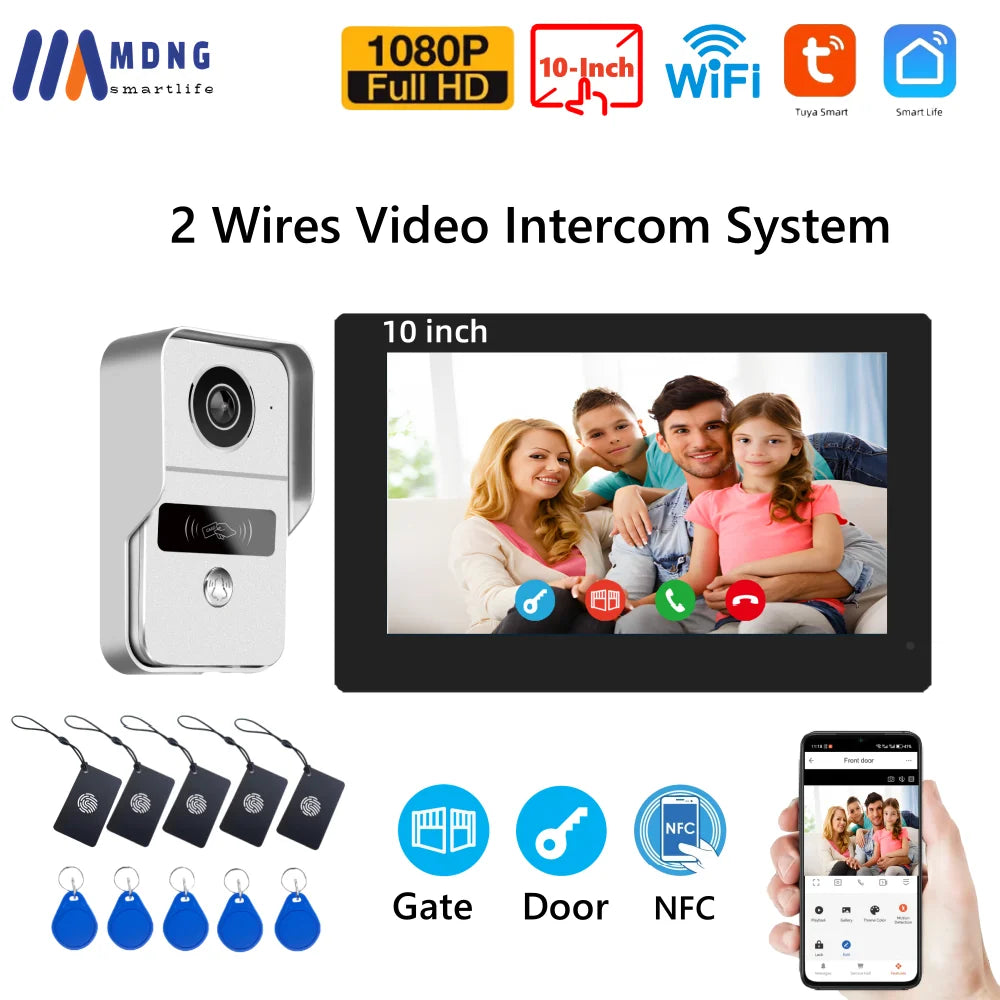 2 Wires Digital Video Intercom System 7/10 Inch Wireless WIFI Video Doorphone Tuya Smart WIFI Doorbell Camera for home Apartment