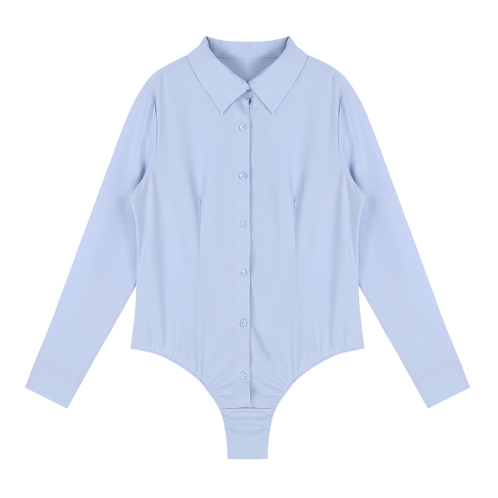 Women's Body Shirt Office Lady Work Uniforms White Blouses Slim Clothes Long Sleeve OL Shirt Leotard Easy Care Work Tights Shirt
