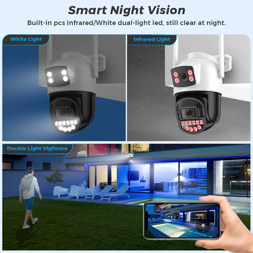 10MP 5K 4X Zoom Dual Lens Wifi Camera Waterproof IP66 HD 8MP Color IR Night Vision Auto Tracking Cloud Wifi Surveillance Cameras