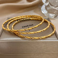 Greatera Three Thin-looped Wavy Bracelets Charm Gold Color Waterproof 3pcs/set Design Simple Women's Bangle Gift 2025 Summer New