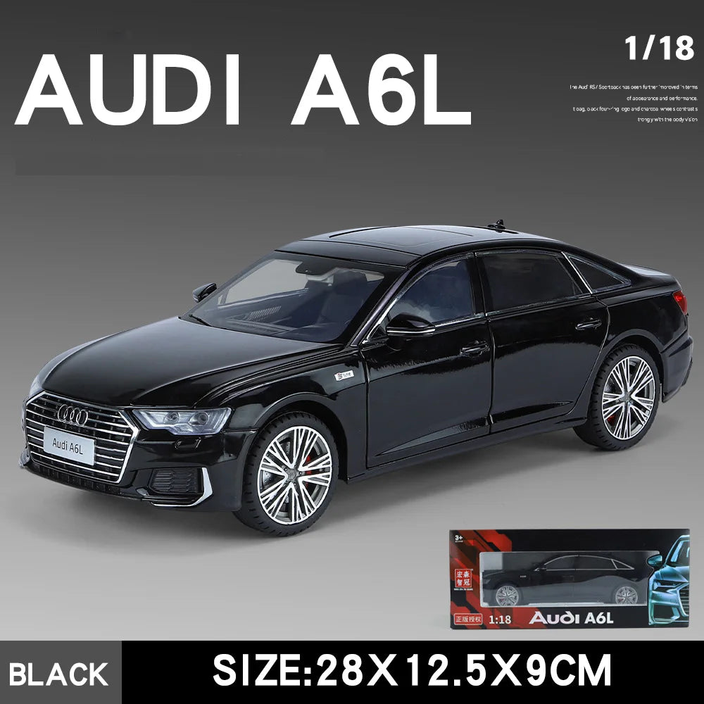 1:18 AUDI A6L Large Alloy Metal Diecast Car Model Sound & Light Collect Hobby Boutique Interior Gift For Boys Present Vehicle
