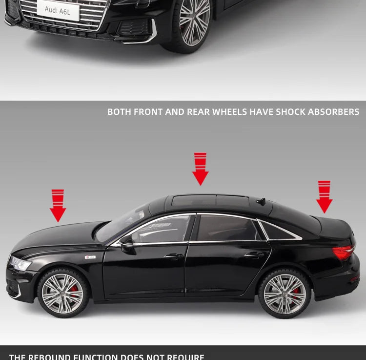 1:18 AUDI A6L Large Alloy Metal Diecast Car Model Sound & Light Collect Hobby Boutique Interior Gift For Boys Present Vehicle