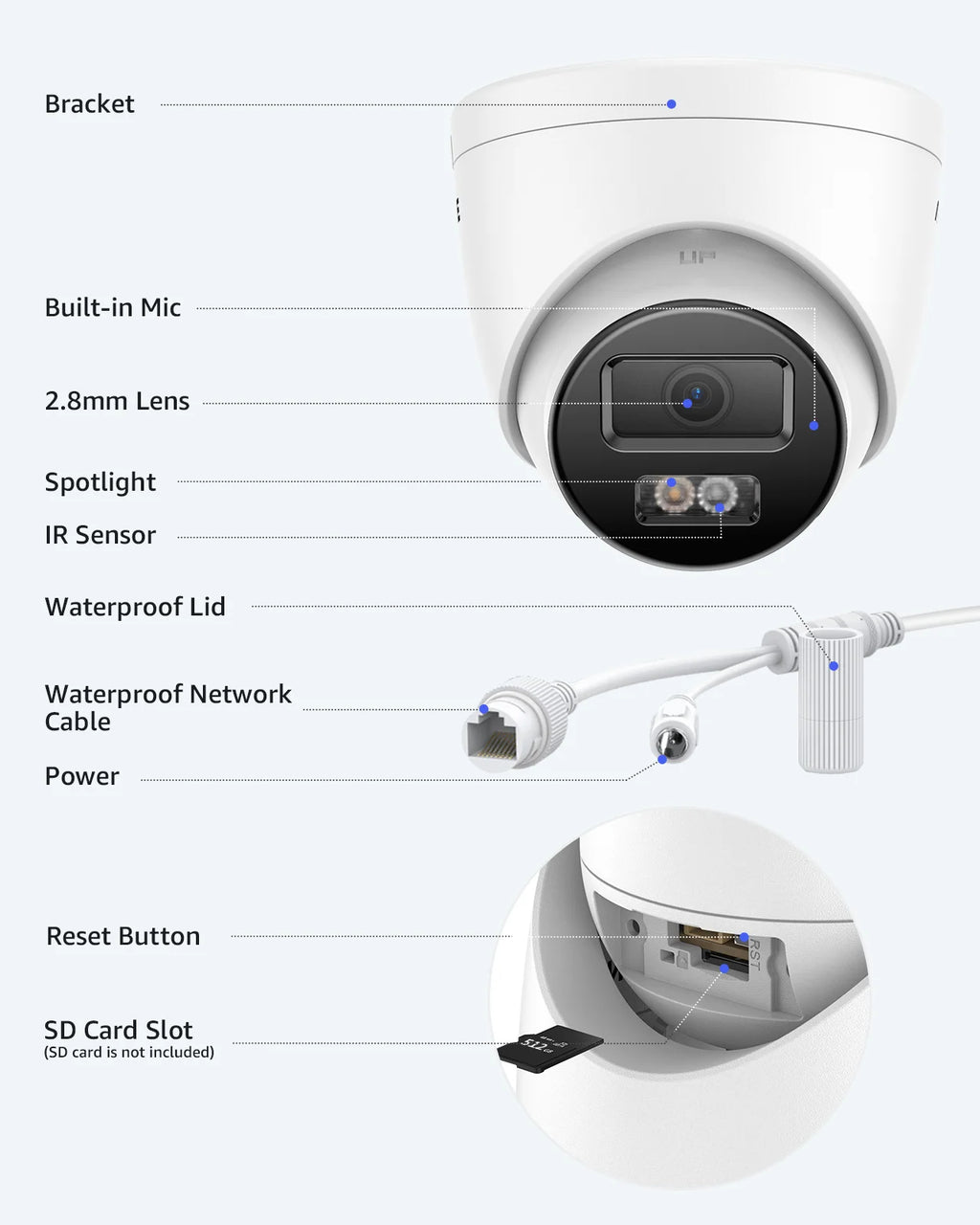ANNKE C1200 Smart Dual Light 12MP Ultra HD PoE IP Camera Built-in Mic Surveillance Security Cameras Color IR Night Vision IP67