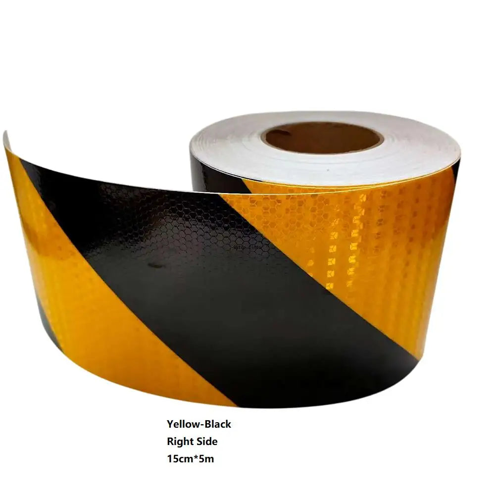 5cm/10cm/15cm/20cm*5m Reflective Tape Yellow-Black Left Or Right Twill Waterproof Safety Warning Self-adhesive Reflector Sticker