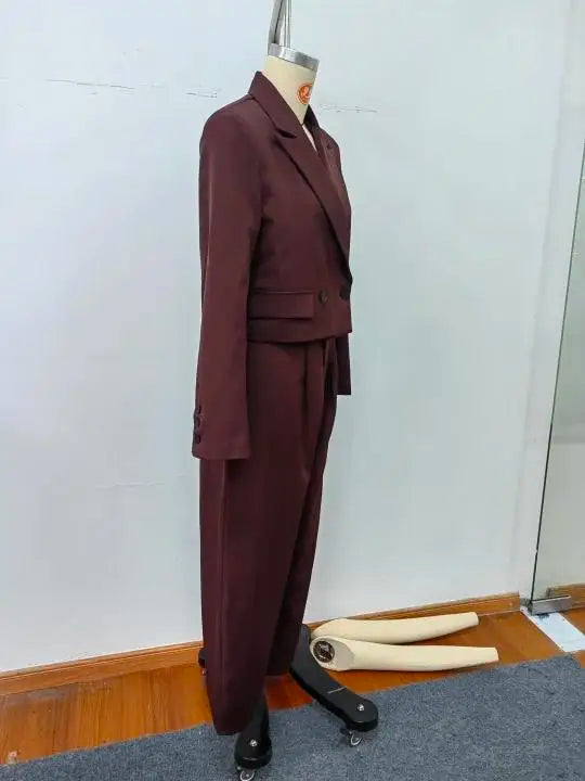 Women's Two Pieces Set New In Matching Sets New Outerwear Ensemble Femmes Blazer Coats Jackets Tapered Pants Trousers Clothes