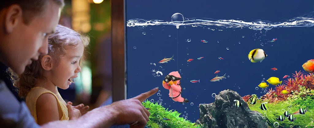 Fish Tank Decoration Creative Floating Diver Ornaments Set Blue Guy Figurines for Underwater Scenery Bottom Aquarium Decor