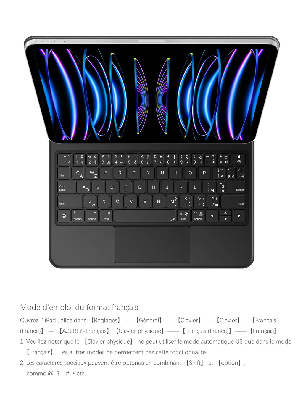 AJIUYU Smart Pogo Pin Magic Keyboard For iPad Air 11 inch M3 M2 Pro 13 M4 12.9 6th 5th 4th 10.9 7th Smart Case Direct Connection