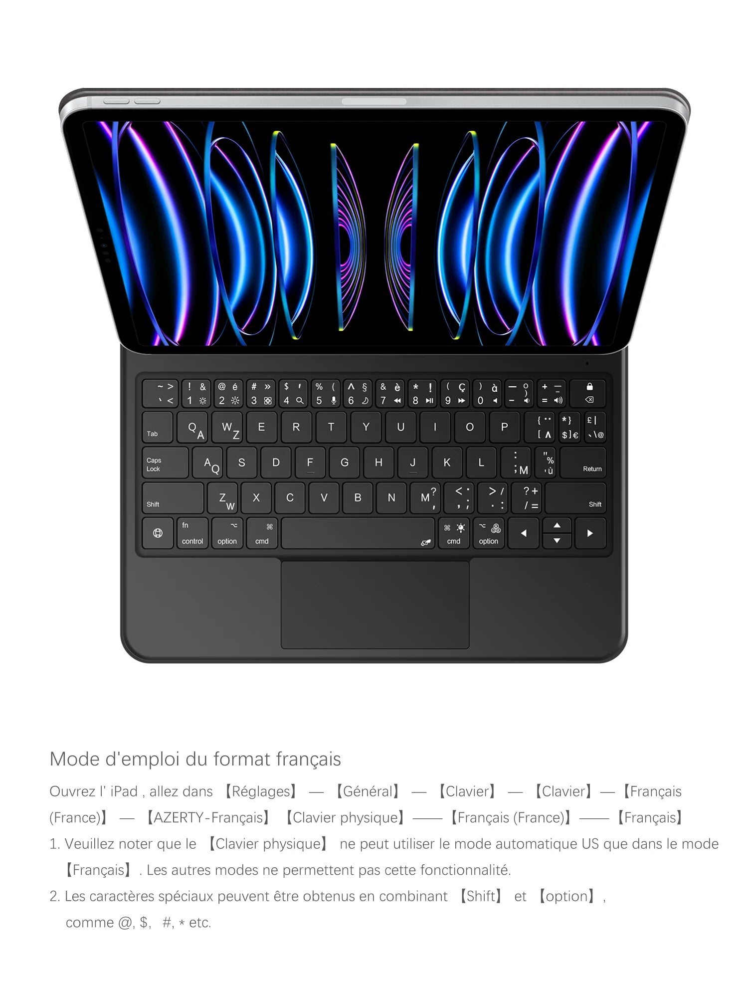 AJIUYU Smart Pogo Pin Magic Keyboard For iPad Air 11 inch M3 M2 Pro 13 M4 12.9 6th 5th 4th 10.9 7th Smart Case Direct Connection