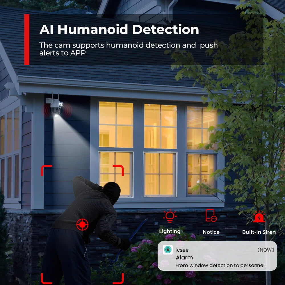 10MP 5K 4X Zoom Dual Lens Wifi Camera Waterproof IP66 HD 8MP Color IR Night Vision Auto Tracking Cloud Wifi Surveillance Cameras