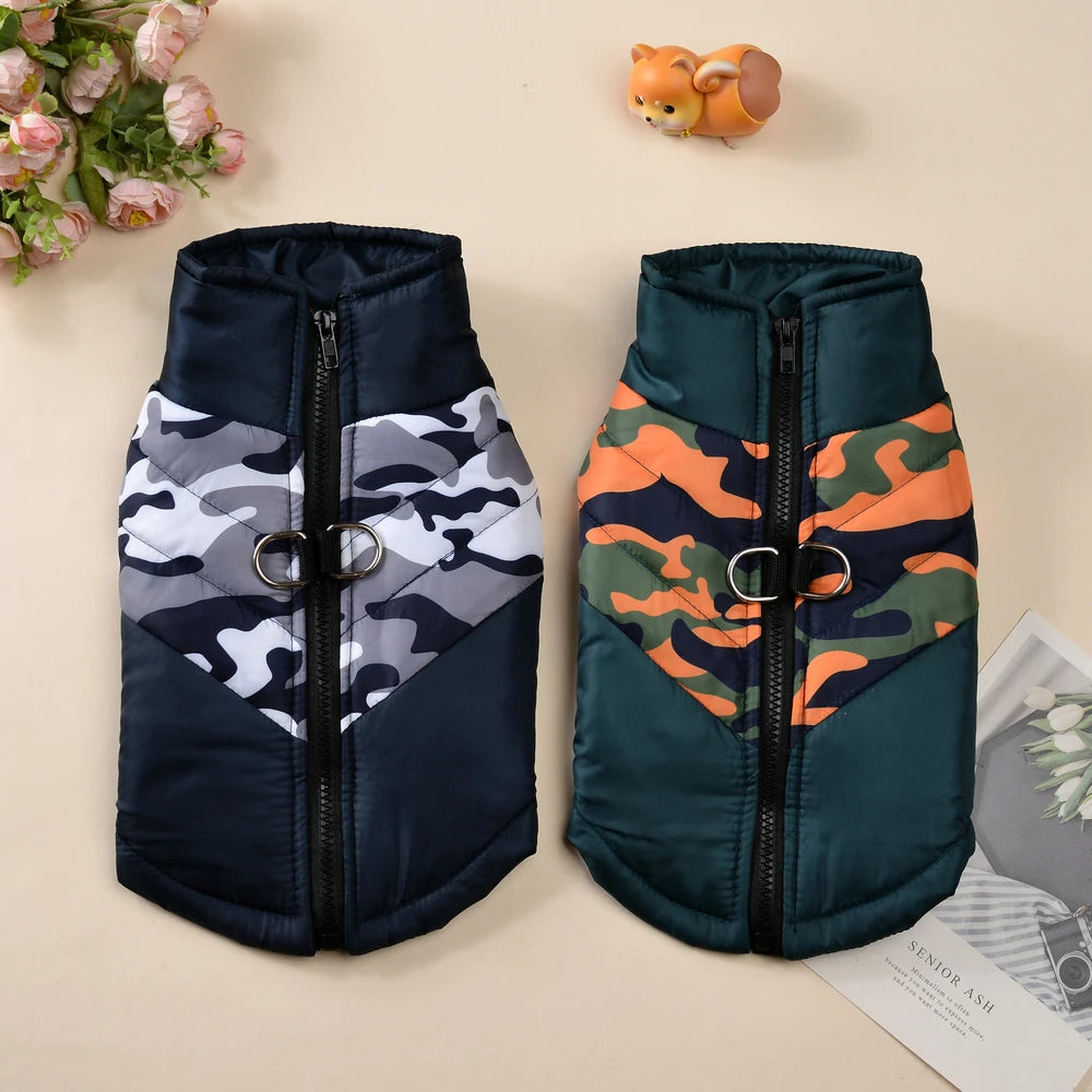 Pet Dog Jacket Coat Winter Waterproof Puppy Camouflage Print Cozy Clothes Coat For Small Medium Dogs Cats Pug Bulldog Clothing