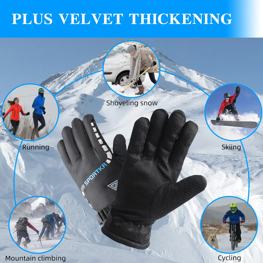 Winter Cycling Gloves Waterproof Antislip Outdoor Sports Ski Cycling Motocycle Warm Gloves Unisex Moto Equipments Accessories
