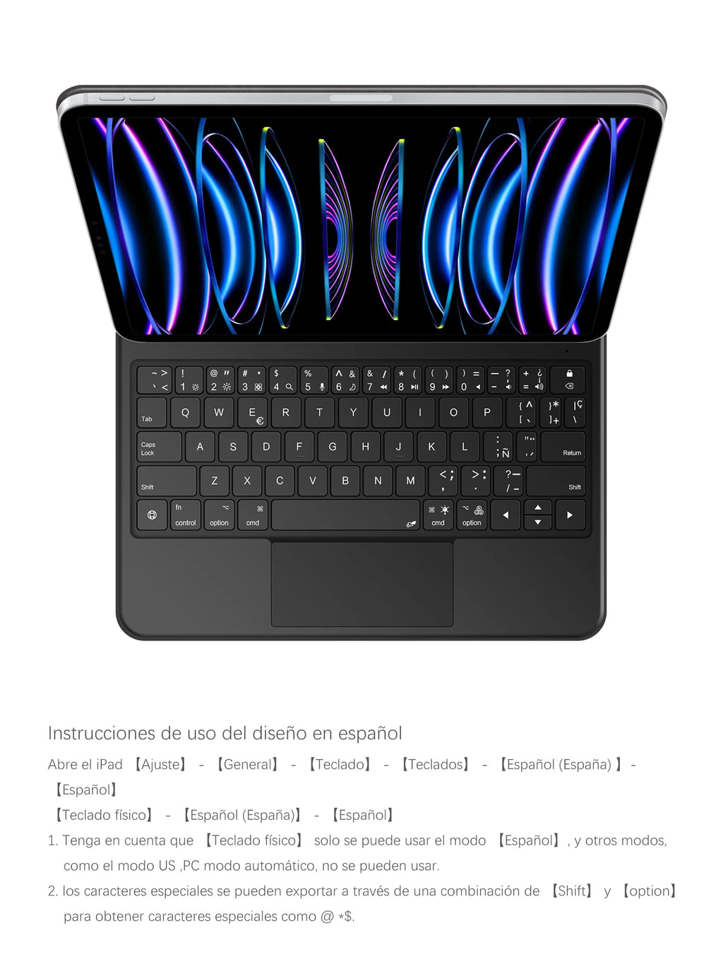 AJIUYU Smart Pogo Pin Magic Keyboard For iPad Air 11 inch M3 M2 Pro 13 M4 12.9 6th 5th 4th 10.9 7th Smart Case Direct Connection