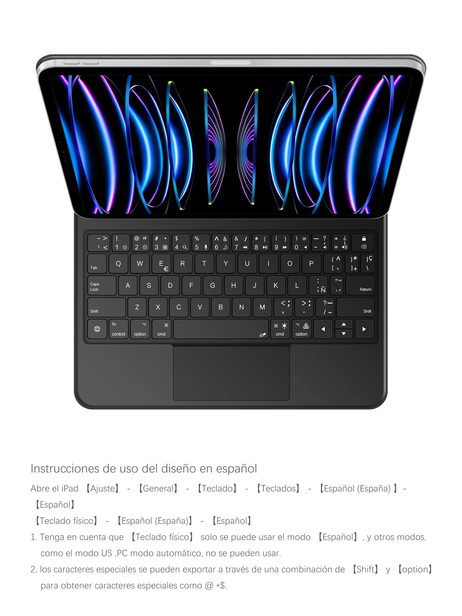 AJIUYU Smart Pogo Pin Magic Keyboard For iPad Air 11 inch M3 M2 Pro 13 M4 12.9 6th 5th 4th 10.9 7th Smart Case Direct Connection